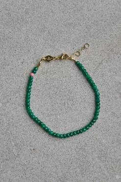 Armbånd - Tan Line Green Jade