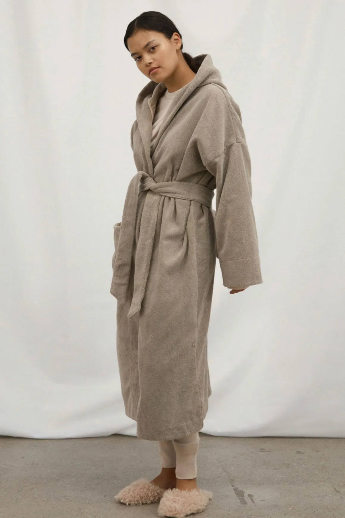 Badekåpe - Hooded Bathrobe Terry Dried Linen