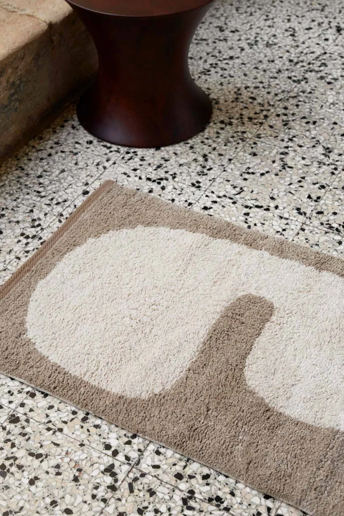 Badematte - Lay Washable Dark Taupe/Off-White 50x70cm