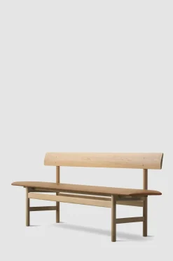 Benk - BM Bench 3171 Såpet Eik / 95 Cognac Lær