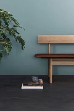 Benk - BM Bench 3171 Såpet Eik / 95 Cognac Lær