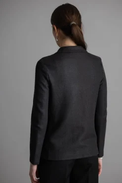 Blazer - Stand Up Collar Linen Honeycomb