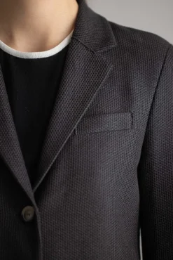 Blazer - Stand Up Collar Linen Honeycomb