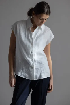 Bluse - Cap SLV Button Down