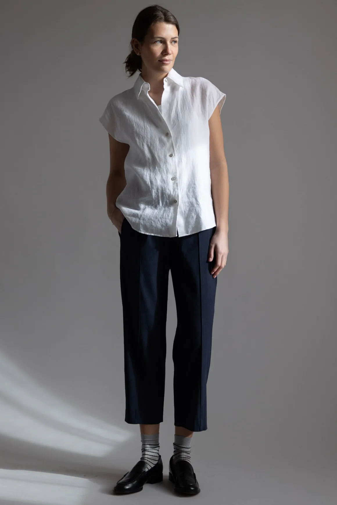 Bluse - Cap SLV Button Down