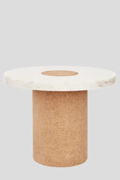 Bord - Sintra h42cm dia60cm White Marble/Cork