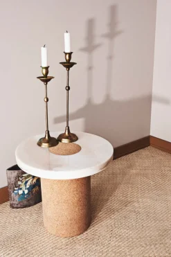 Bord - Sintra h42cm dia60cm White Marble/Cork