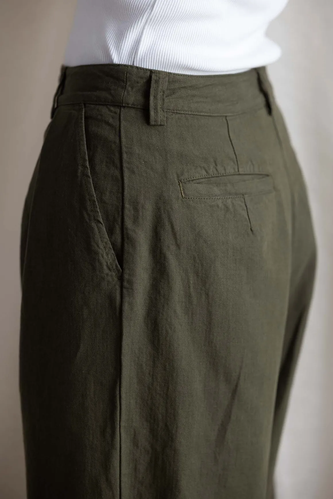 Bukse - Cotton Linen Herringbone