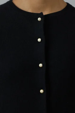 Cardigan - Pearl Button Black