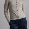 Cardigan - Rib L/S Collared Button Up