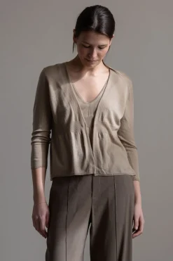 Cardigan - Ribbed Waist Single Button