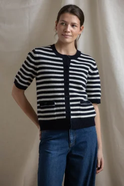 Cardigan - Toulouse Cardigan Tee Navy Snowflake Stripe