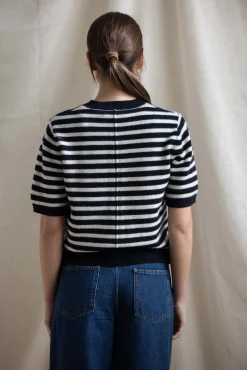 Cardigan - Toulouse Cardigan Tee Navy Snowflake Stripe