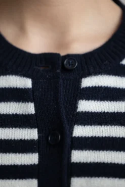 Cardigan - Toulouse Cardigan Tee Navy Snowflake Stripe