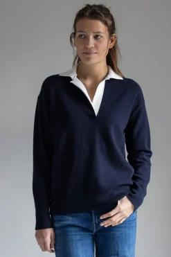 Genser - Contrast Collar Polo Coastal/Off-White