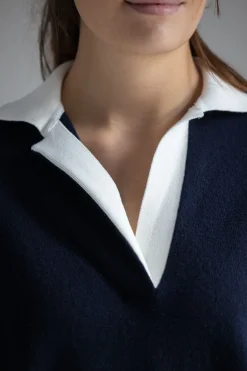 Genser - Contrast Collar Polo Coastal/Off-White