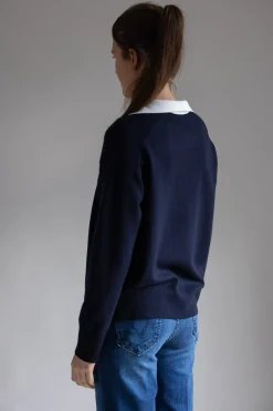 Genser - Contrast Collar Polo Coastal/Off-White