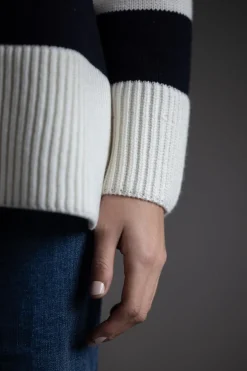 Genser - Oversized Striped White/Coastal