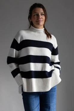 Genser - Oversized Striped White/Coastal