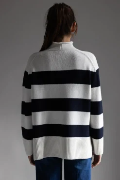 Genser - Oversized Striped White/Coastal