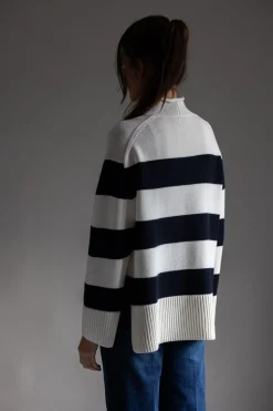 Genser - Oversized Striped White/Coastal