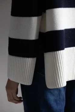 Genser - Oversized Striped White/Coastal