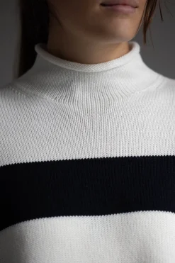 Genser - Oversized Striped White/Coastal