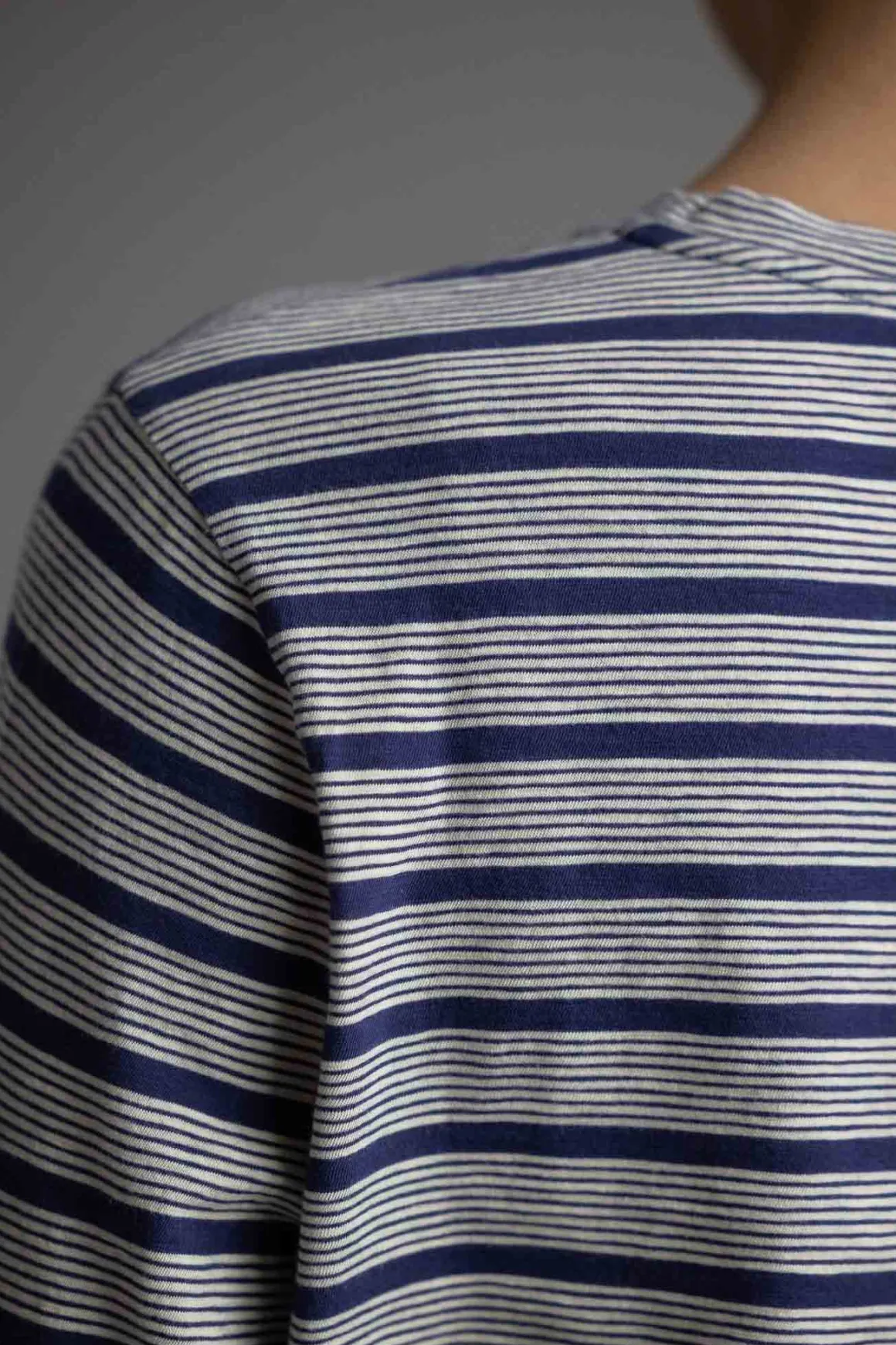 Genser - Stripe Crew Neck Tee Ecru/Royal Blue