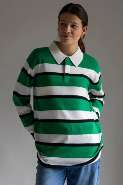 Genser - Striped Rugby Rainforest/Cream