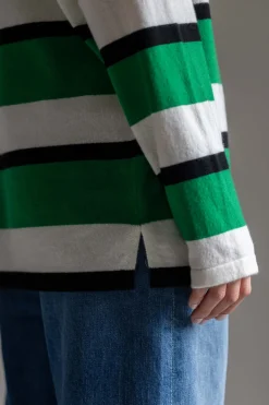 Genser - Striped Rugby Rainforest/Cream