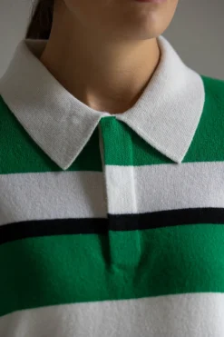 Genser - Striped Rugby Rainforest/Cream