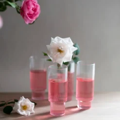 Glass - Ripple Long Drink 4pk Clear