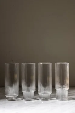 Glass - Ripple Long Drink 4pk Clear