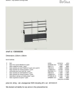 Gulvreol - m/Bord 220x200xd30 Sort