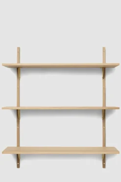 Hylle - Sector Triple Wide Natural Oak/Brass