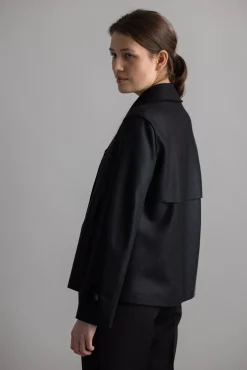 Jakke - Cropped Trench Light Pressed Wool