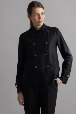 Jakke - Cropped Trench Light Pressed Wool