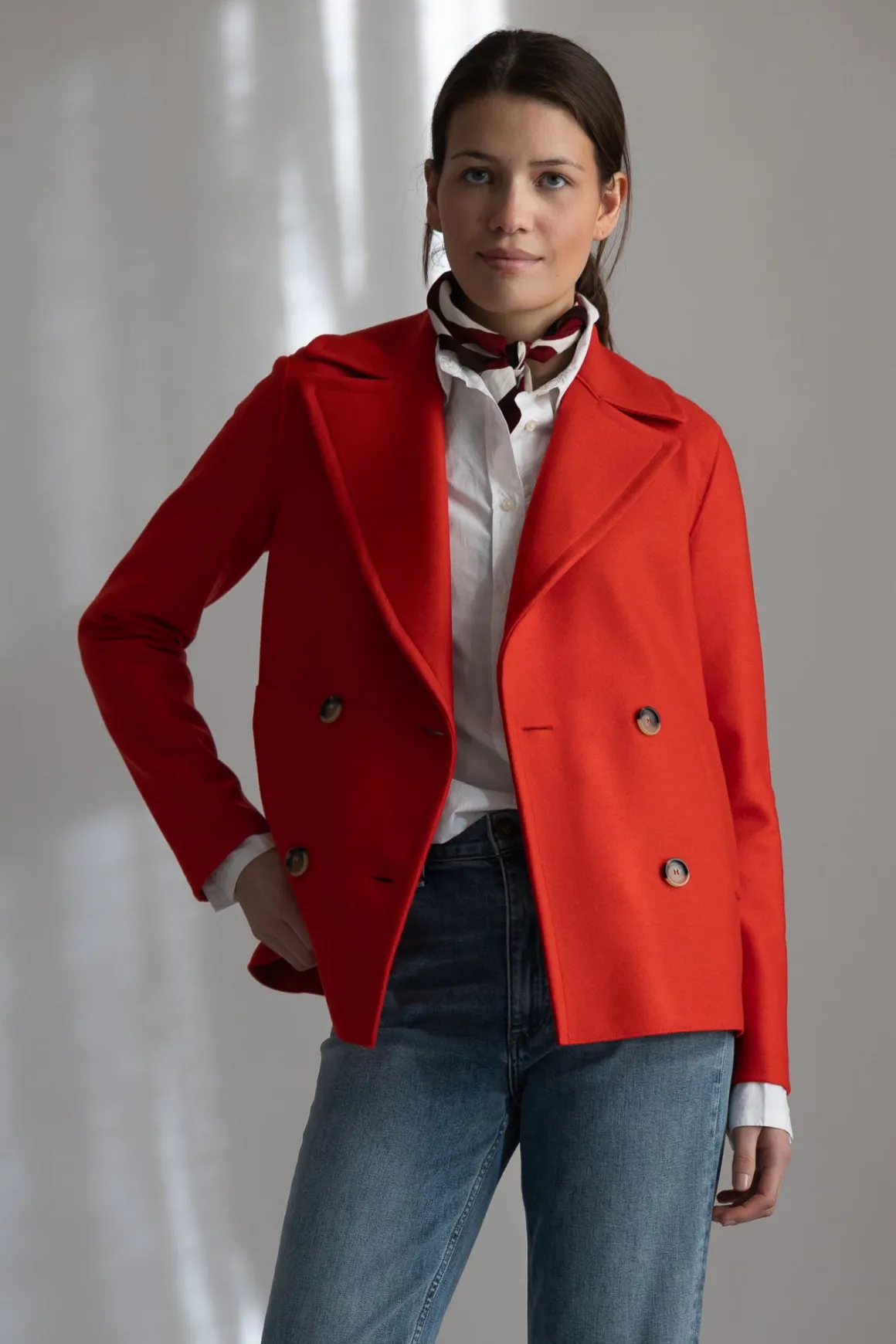 Jakke - Peacoat Light Pressed Wool Bright Red