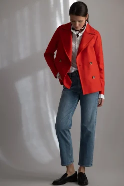 Jakke - Peacoat Light Pressed Wool Bright Red