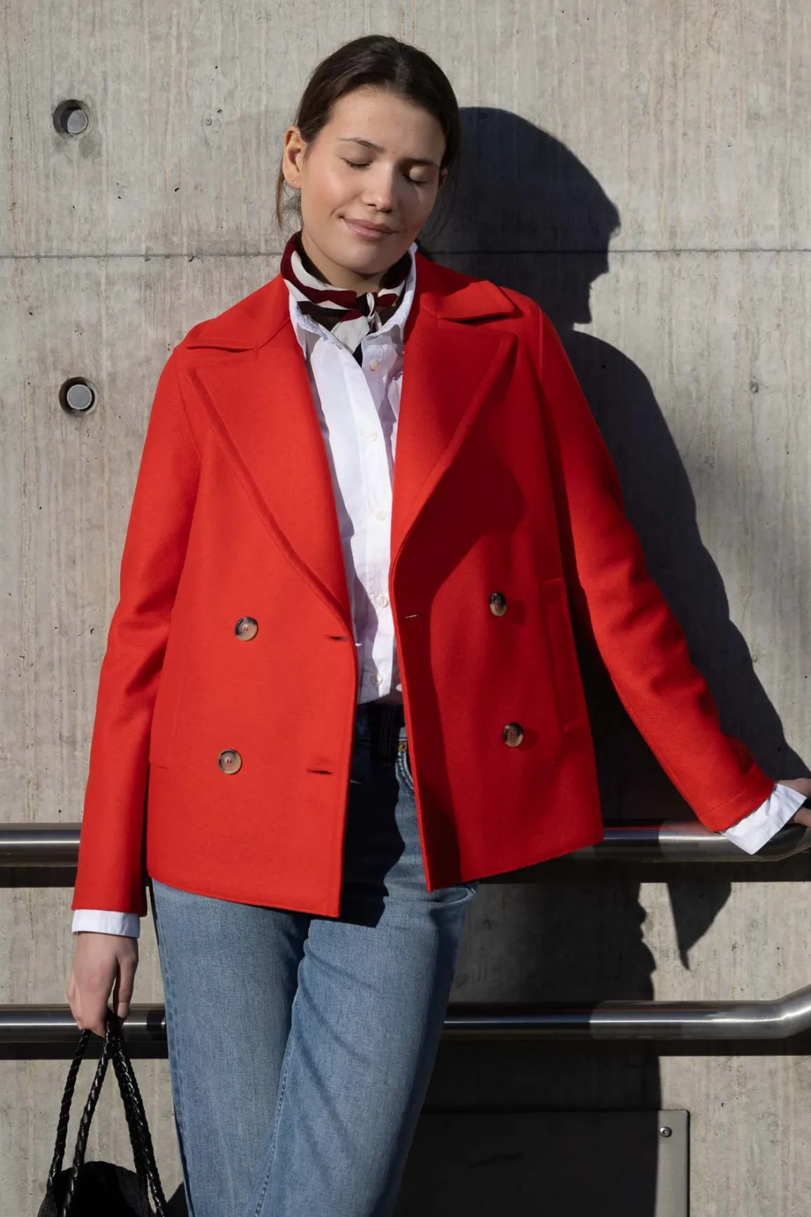 Jakke - Peacoat Light Pressed Wool Bright Red