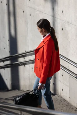 Jakke - Peacoat Light Pressed Wool Bright Red