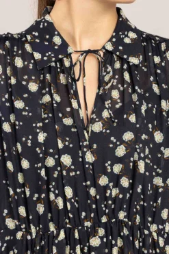 Kjole - Floral Volumes Blue/White Flower Garden