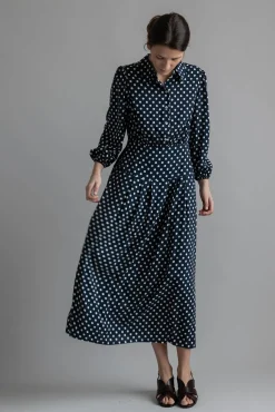 Kjole - Izzy Navy Mini Polka Dots