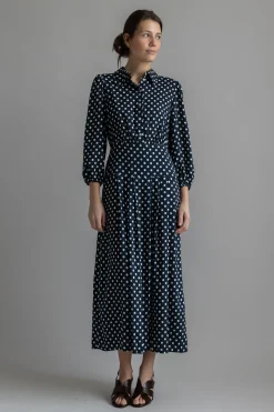 Kjole - Izzy Navy Mini Polka Dots