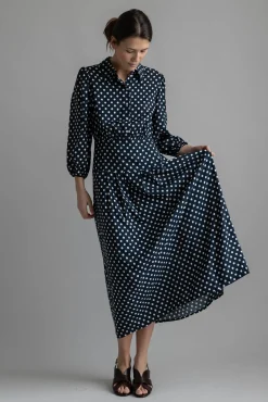 Kjole - Izzy Navy Mini Polka Dots