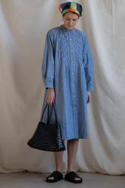 Kjole - Pintuck Dash Stripe Cotton Dress