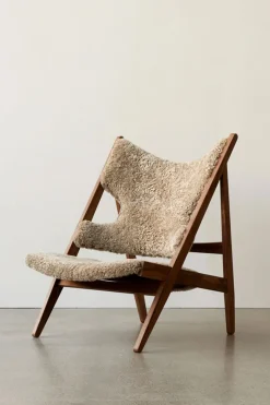 Lenestol - Knitting Lounge Chair, Walnut, Sheepskin Shahara
