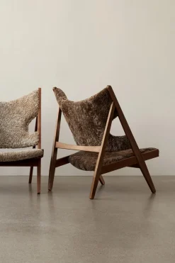 Lenestol - Knitting Lounge Chair, Dark Stained Oak, Sheepskin Root