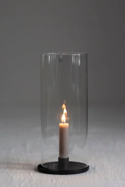 Lysestake - Kronelys H28cm Sort