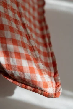 Putetrekk - 50x50cm Orange Flax Gingham